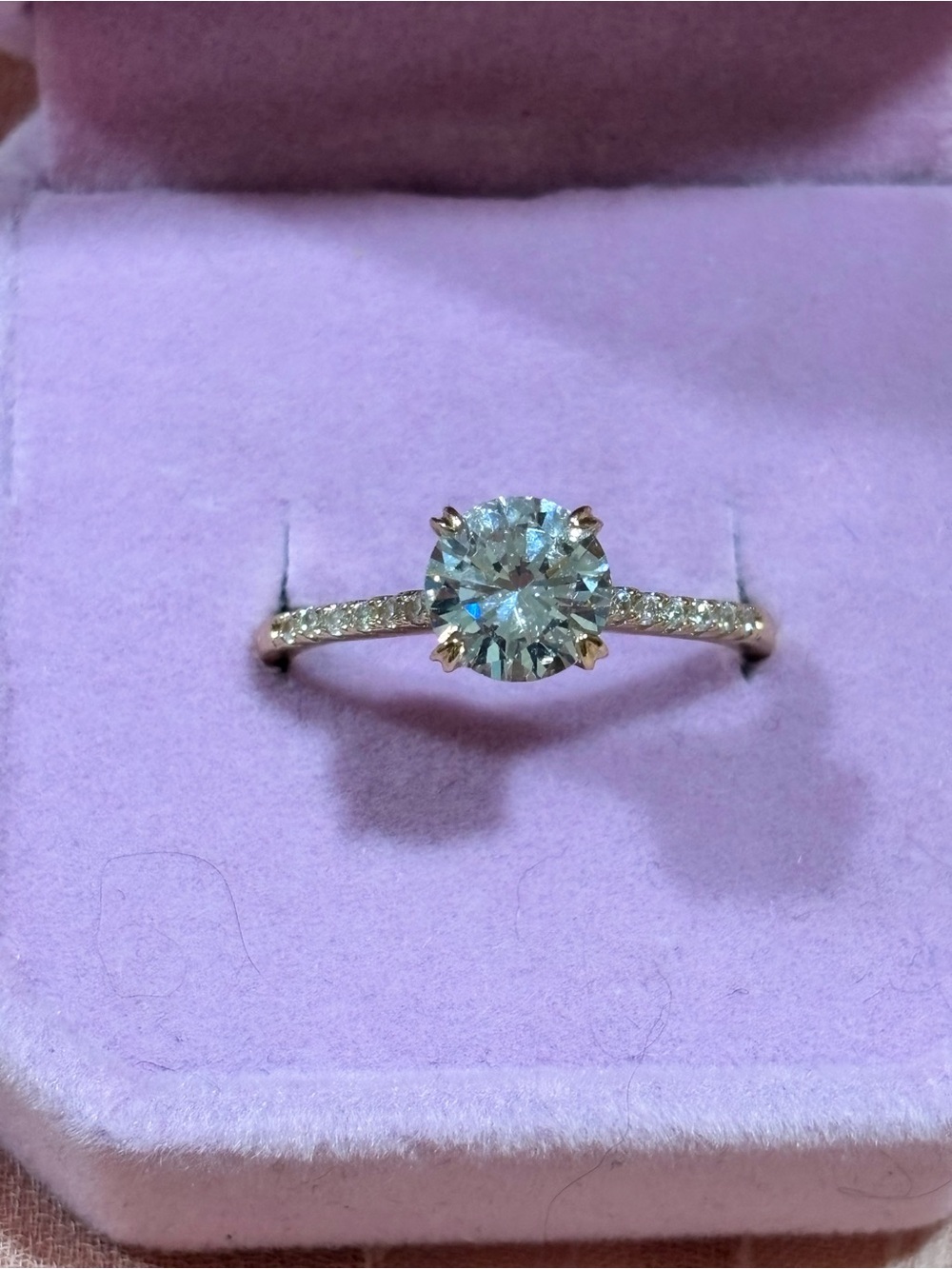14kt Gold over stainless steel AAA cz Solitaire Engagement Ring with Pavé Band